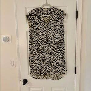 Madewell Leopard Print Shift Dress in Black and Cream with fun details